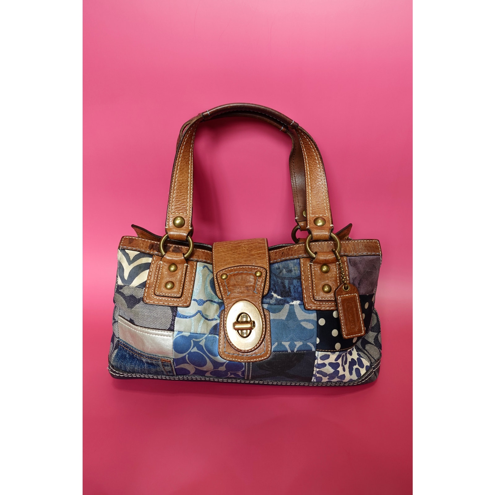 Coach Denim Patchwork Satchel